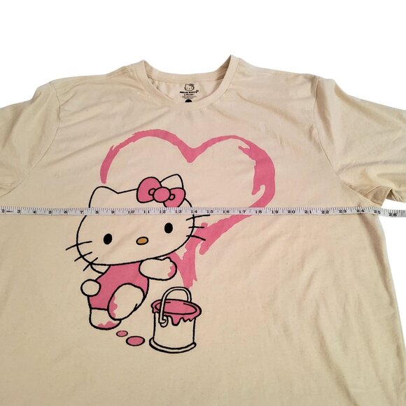 Hello Kitty By Sanrio Womens 2XL T-Shirt Pink Heart Design Beige Crew neck desig - Picture 5 of 8